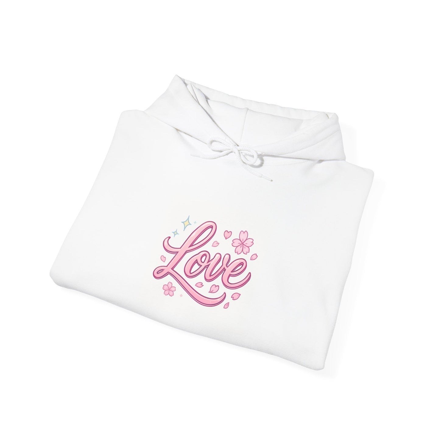 Love Script Hoodie — Cute Pink Floral 'Love' Sweatshirt for Valentines & Everyday