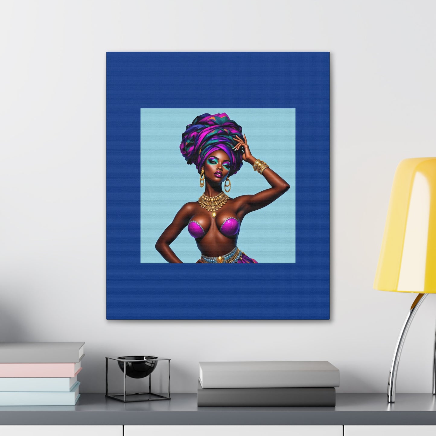 Afro Goddess Canvas Print — Vibrant Headwrap Wall Art