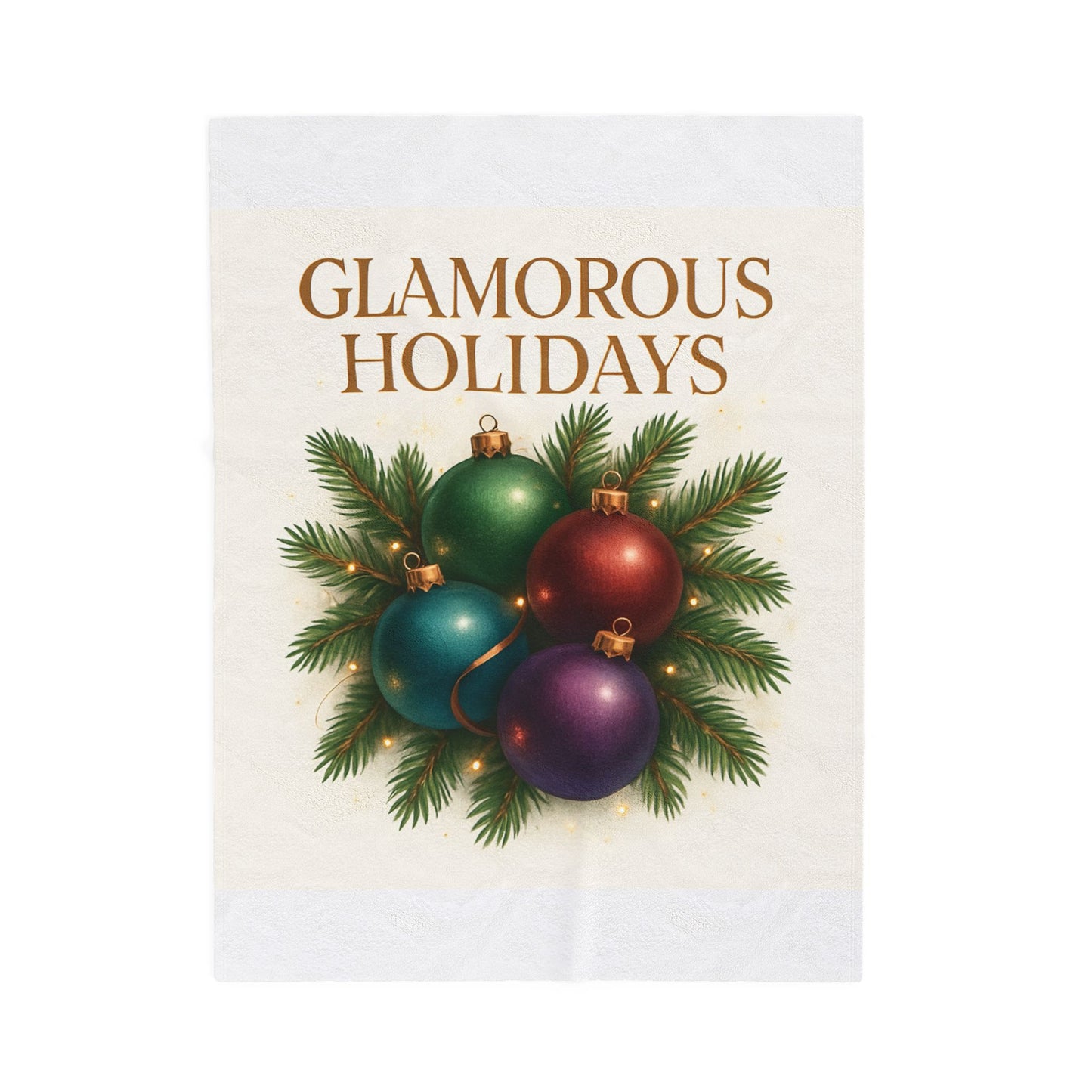 Glamorous Holidays Velveteen Plush Blanket — Festive Christmas Ornaments Cozy Throw