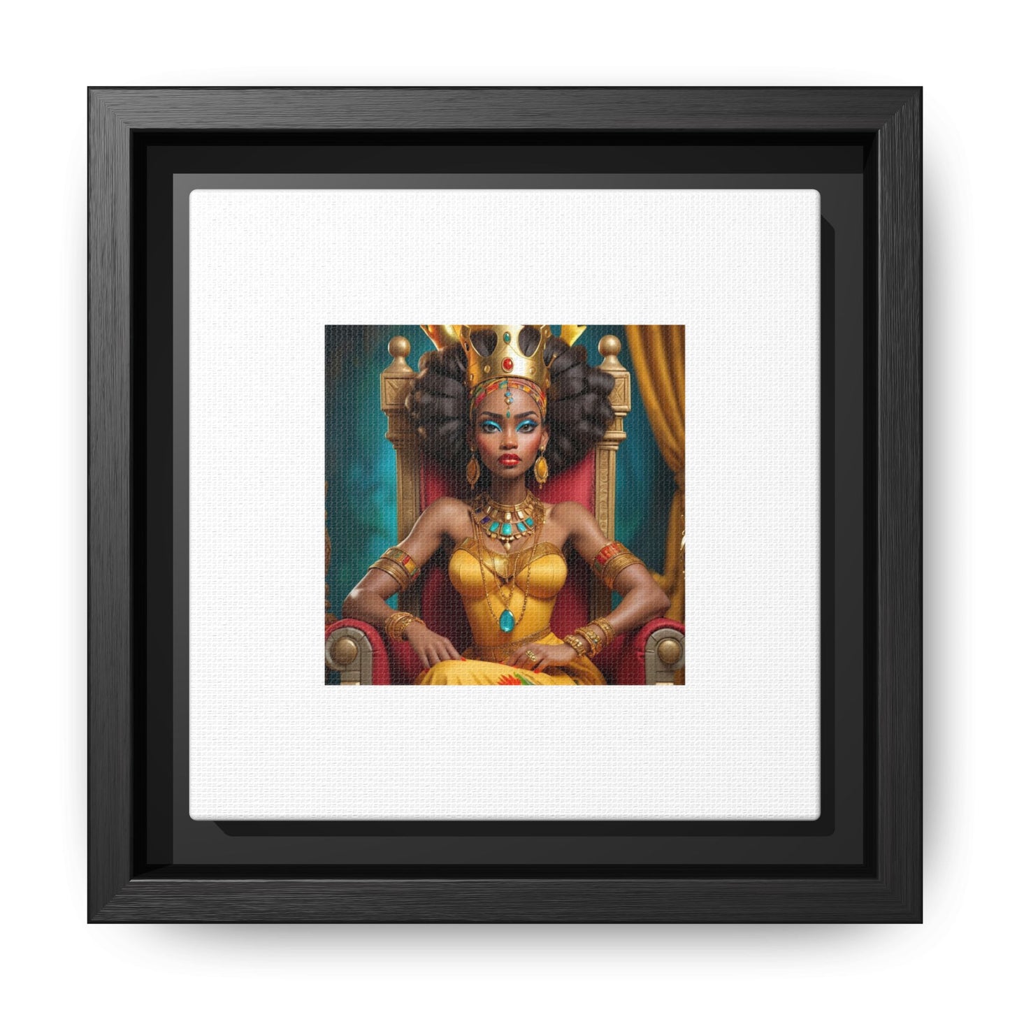 Framed Matte Canvas Art — Regal African Queen Portrait
