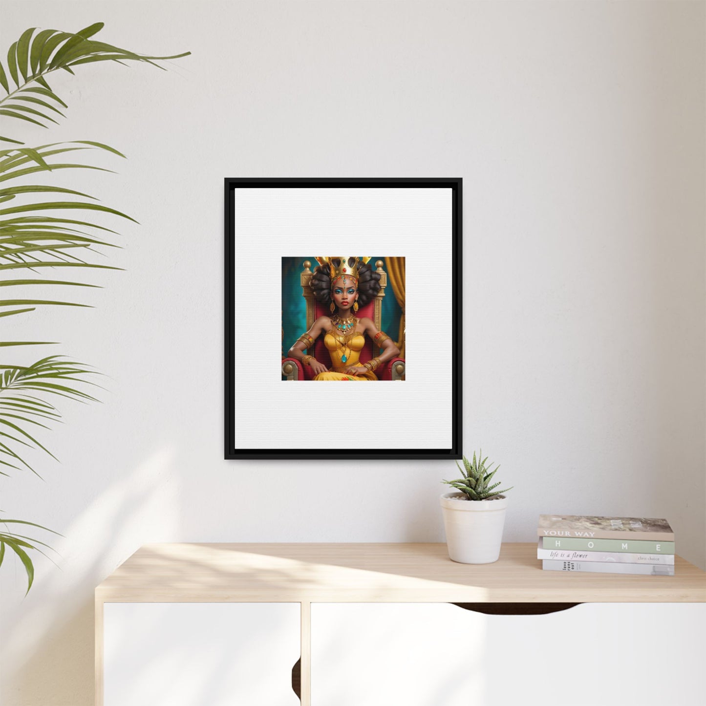 Framed Matte Canvas Art — Regal African Queen Portrait