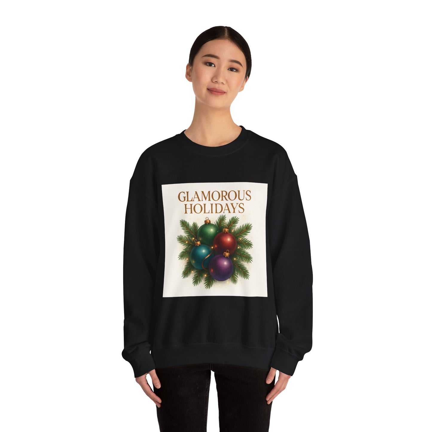 Glamorous Holidays Sweatshirt — Festive Christmas Ornament Crewneck