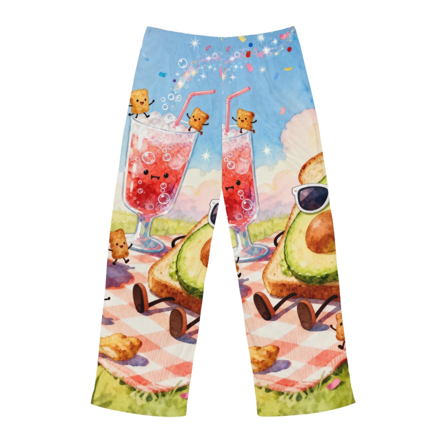 Fun Avocado and Smoothie Men's Pajama Pants, Relaxing Sleep Bottoms, Cute Loungewear, Gift for Food Lovers, Summer Sleepwear