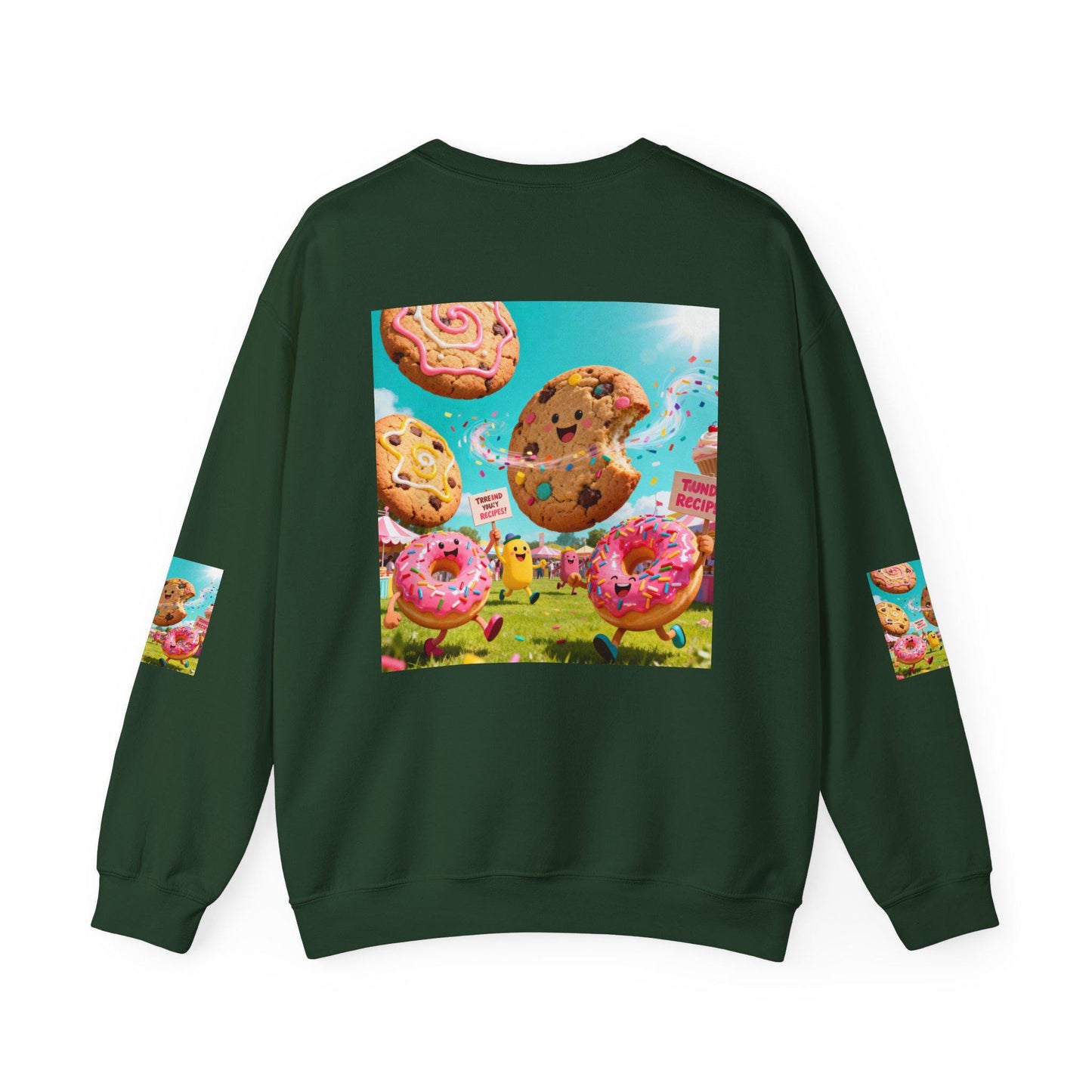 Whimsical Cookie Theme Crewneck Sweatshirt, Cozy Unisex Sweater, Fun Gift for Food Lovers, Snack Lover Apparel, Sweet Treats Fashion