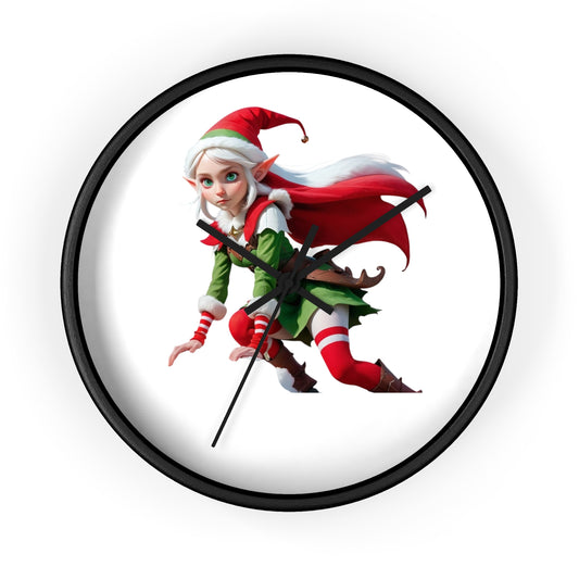 Christmas Elf Wall Clock — Festive Holiday Elf Timepiece