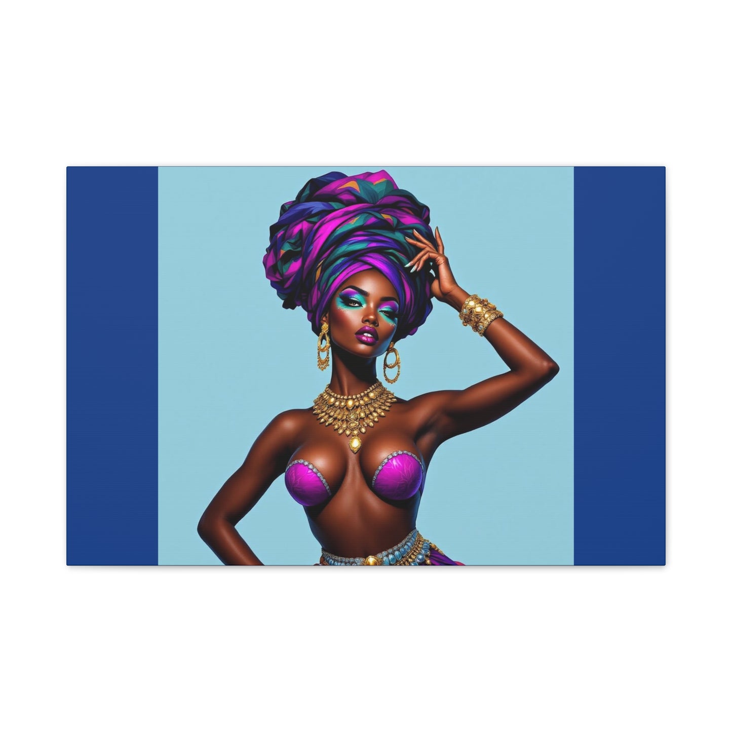 Afro Goddess Canvas Print — Vibrant Headwrap Wall Art
