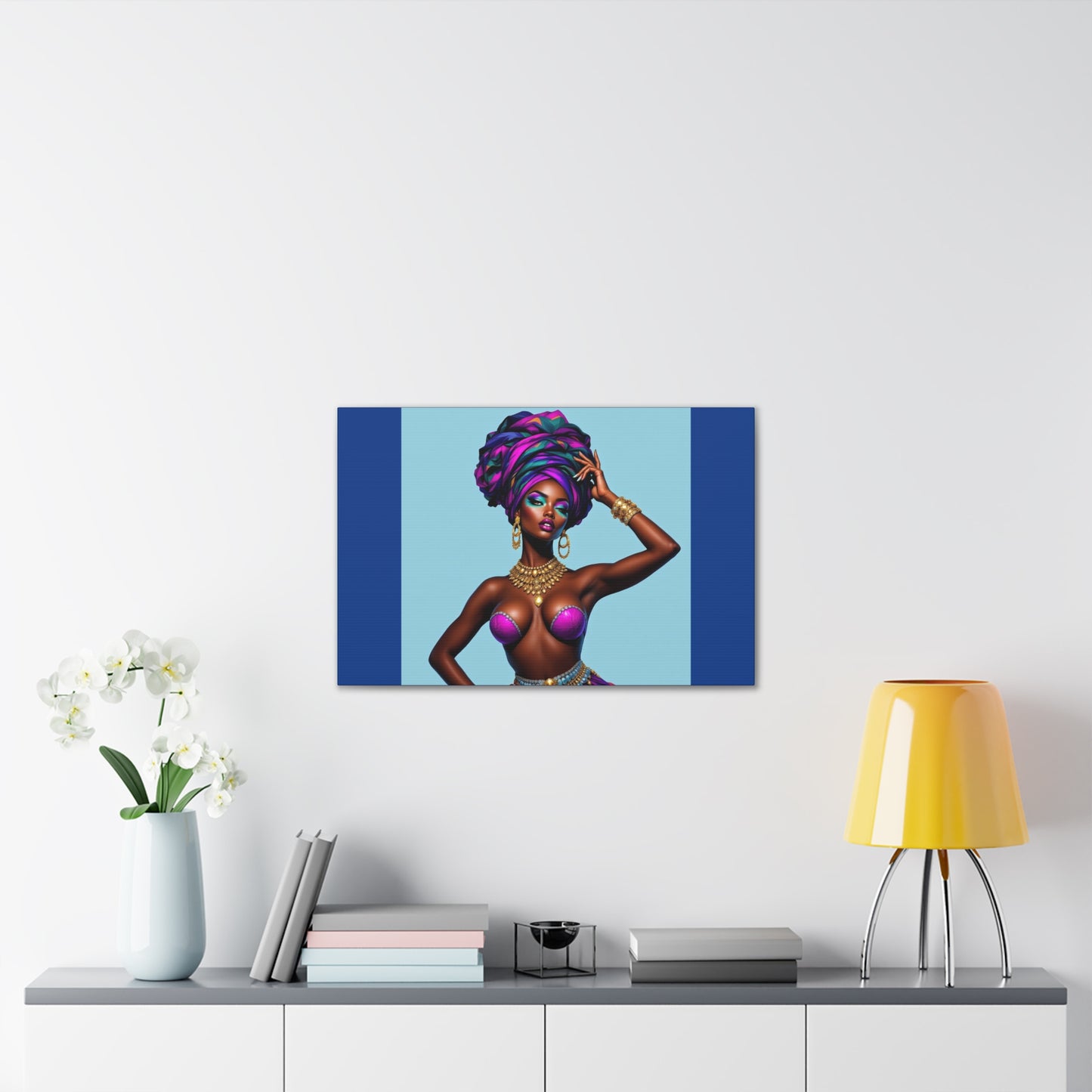 Afro Goddess Canvas Print — Vibrant Headwrap Wall Art