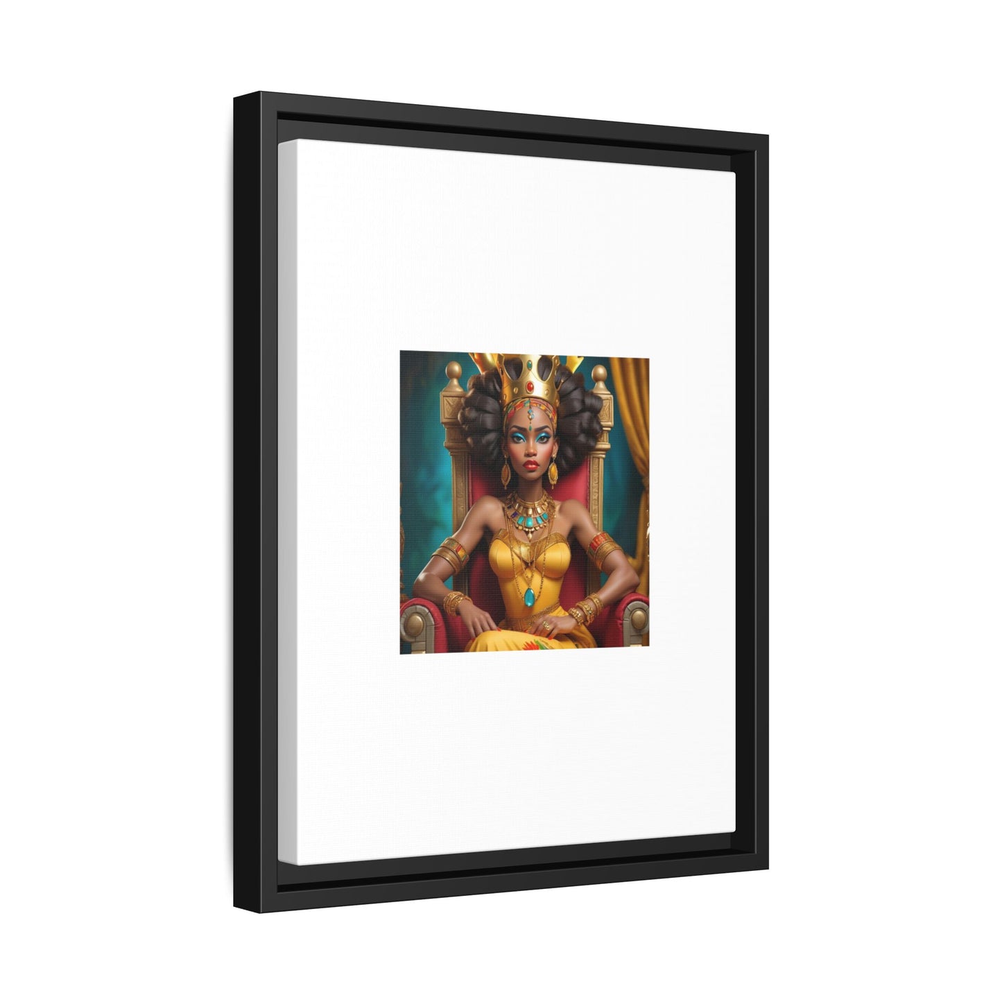 Framed Matte Canvas Art — Regal African Queen Portrait