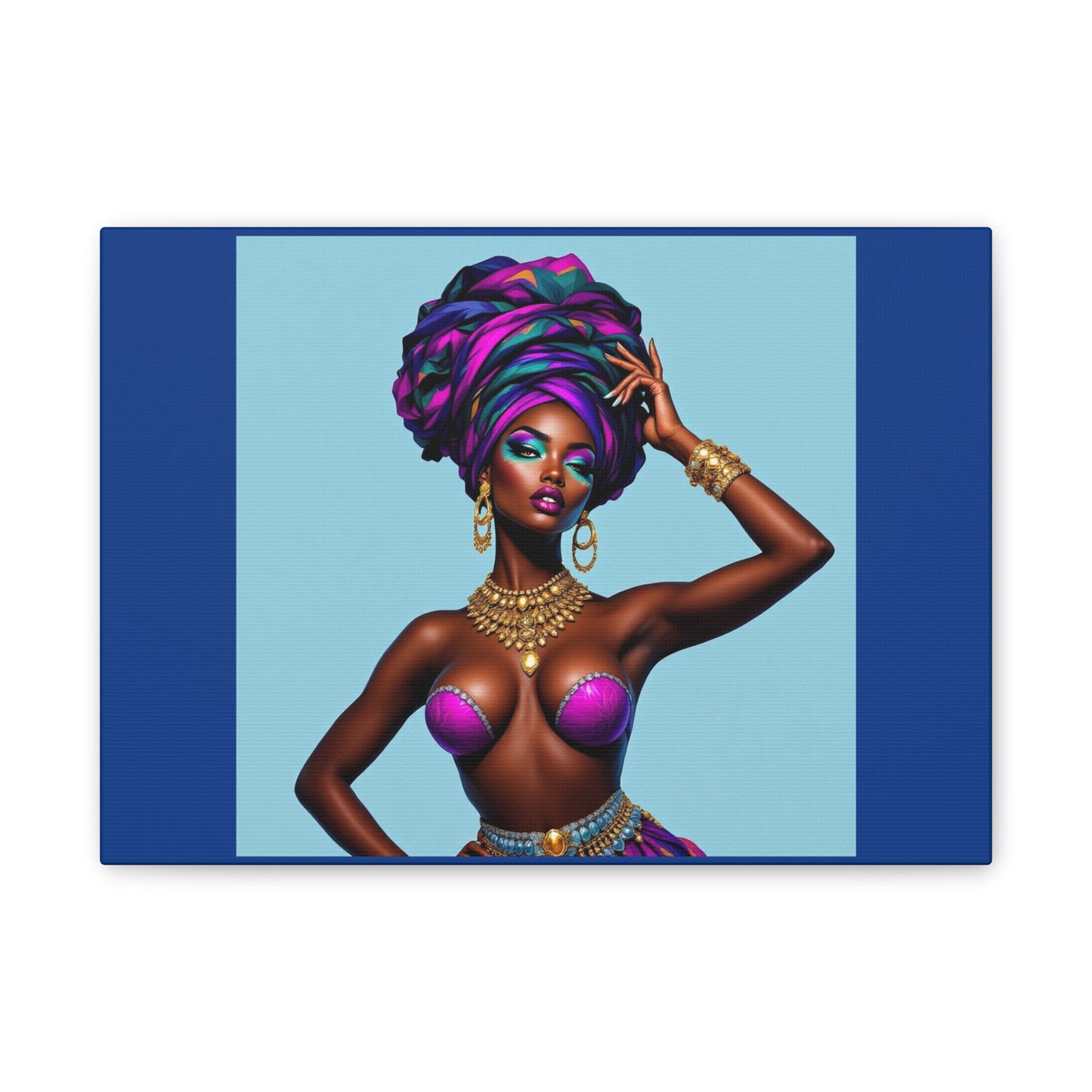 Afro Goddess Canvas Print — Vibrant Headwrap Wall Art