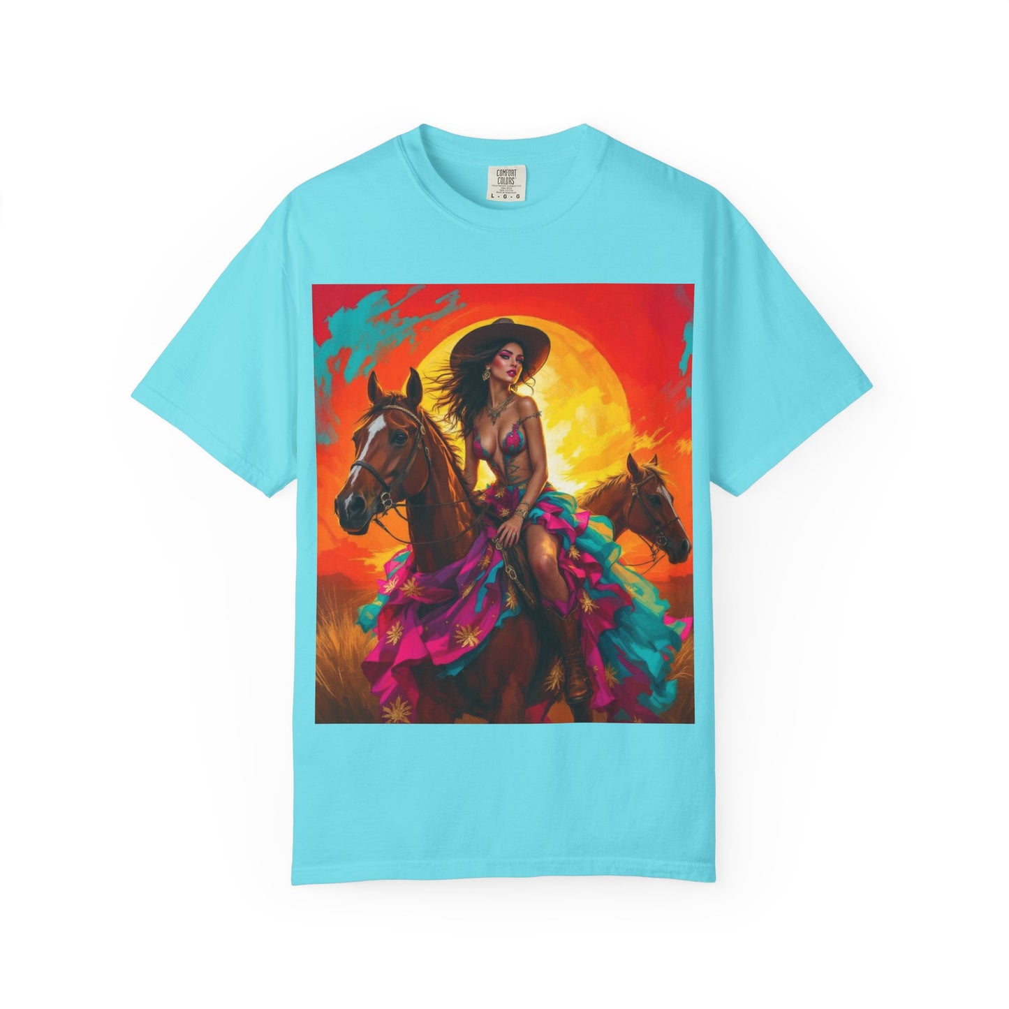 Cowgirl Sunset T-Shirt — Vibrant Western Horse Art Tee
