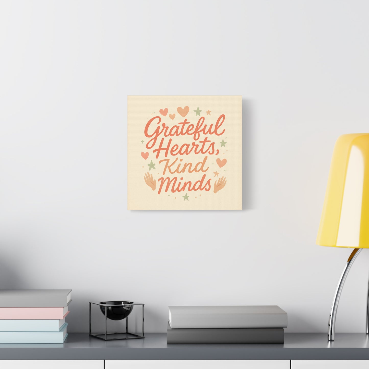 Grateful Hearts Kind Minds Canvas Wall Art — Inspirational Quote Matte Canvas