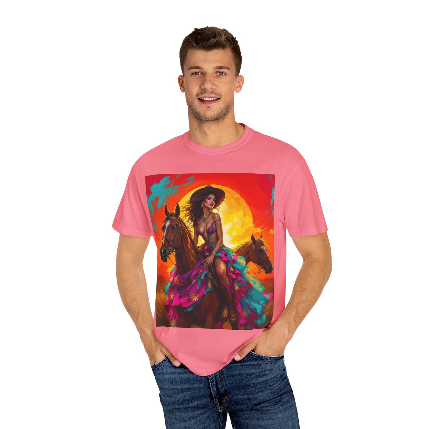 Cowgirl Sunset T-Shirt — Vibrant Western Horse Art Tee