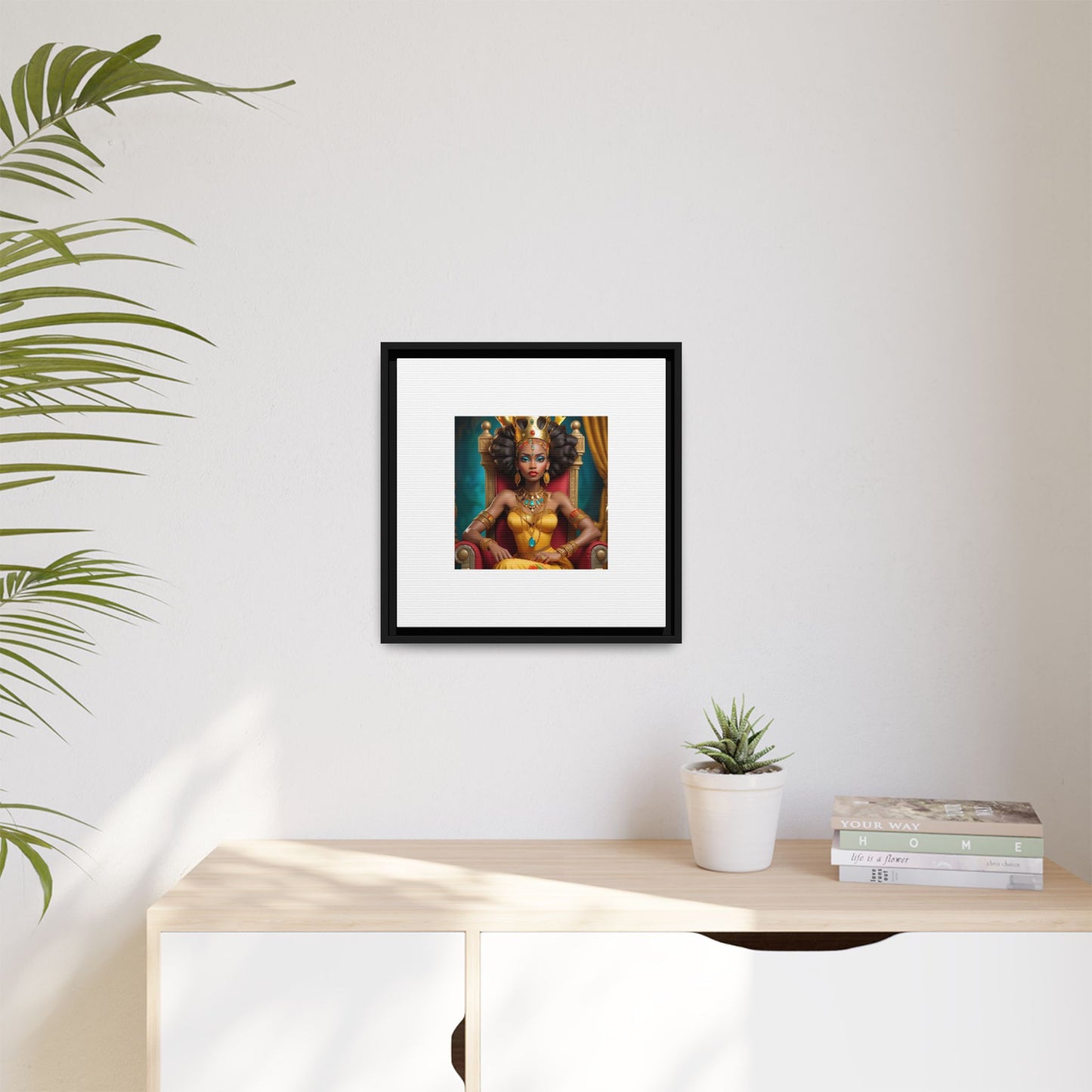 Framed Matte Canvas Art — Regal African Queen Portrait