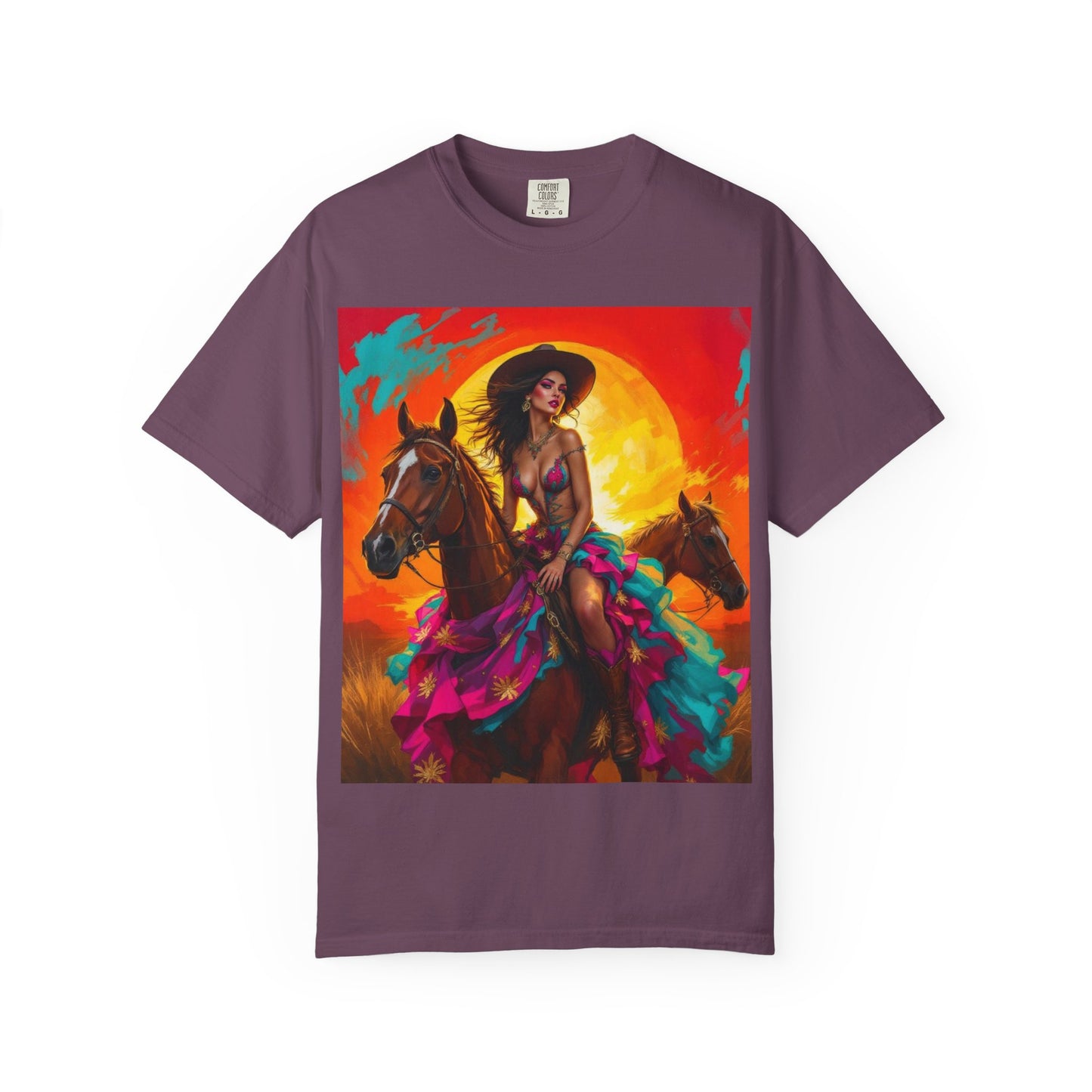 Cowgirl Sunset T-Shirt — Vibrant Western Horse Art Tee