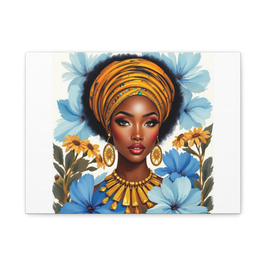 Canvas Art Print, Afrocentric Wall Decor,  Colorful Home Decor, Black Woman Art, Gift for Her, Stretched Canvas, Afro Art Print