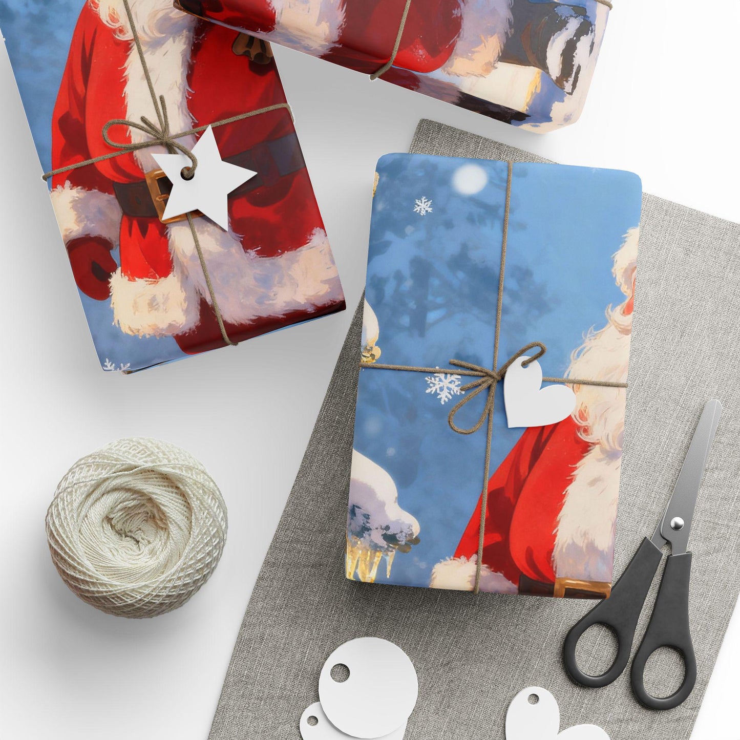 Festive Christmas Wrapping Paper - Santa in Snow, Holiday Gift Wrap, Eco-Friendly, Birthday, New Year, Seasonal Decor
