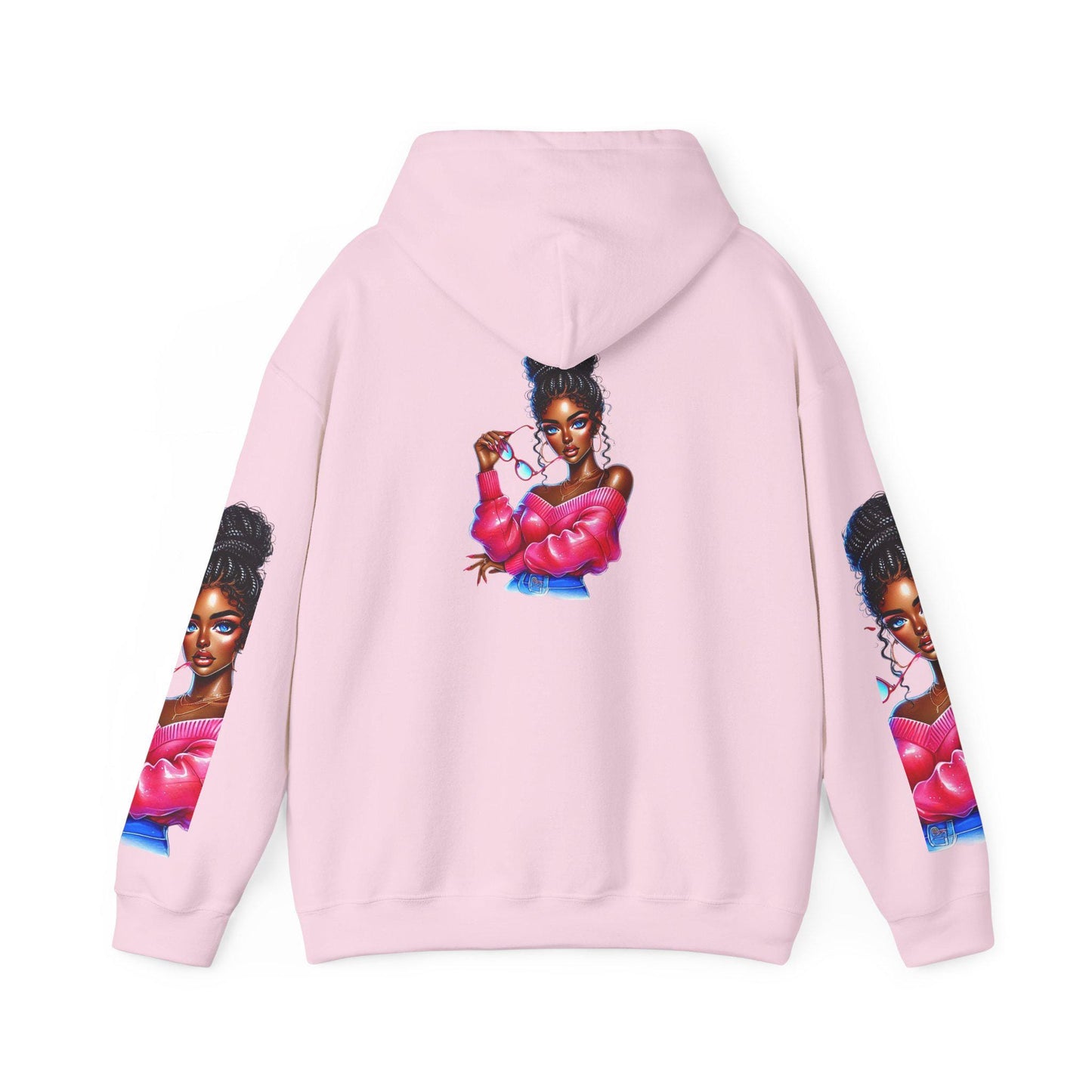 Vibrant Graphic Hoodie: Retro Girl Portrait Sweatshirt