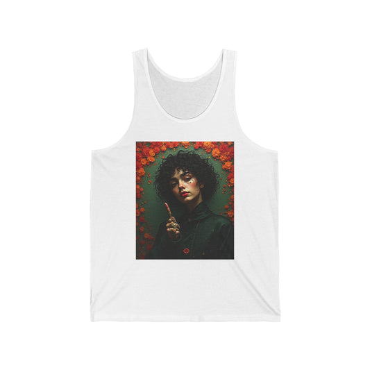 Vibrant Art Tank Top, Unisex Jersey Tank, Floral Graphic Tee, Summer Apparel, Unique Gift for Art Lovers, Festival Wear