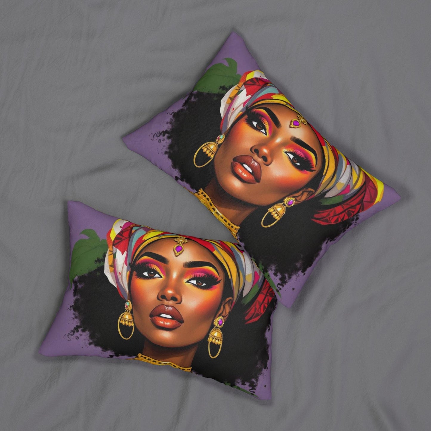 Vibrant Afrocentric Lumbar Pillow, Boho Home Decor, Inspirational Throw Pillow, Unique Gift, African American Design