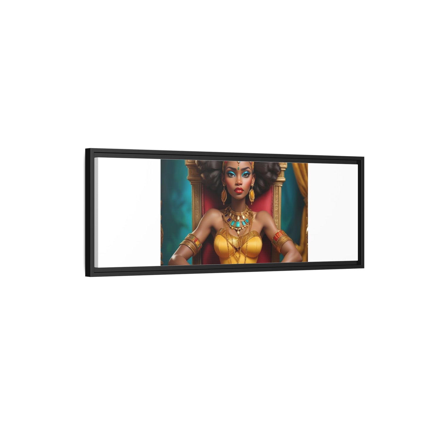 Framed Matte Canvas Art — Regal African Queen Portrait