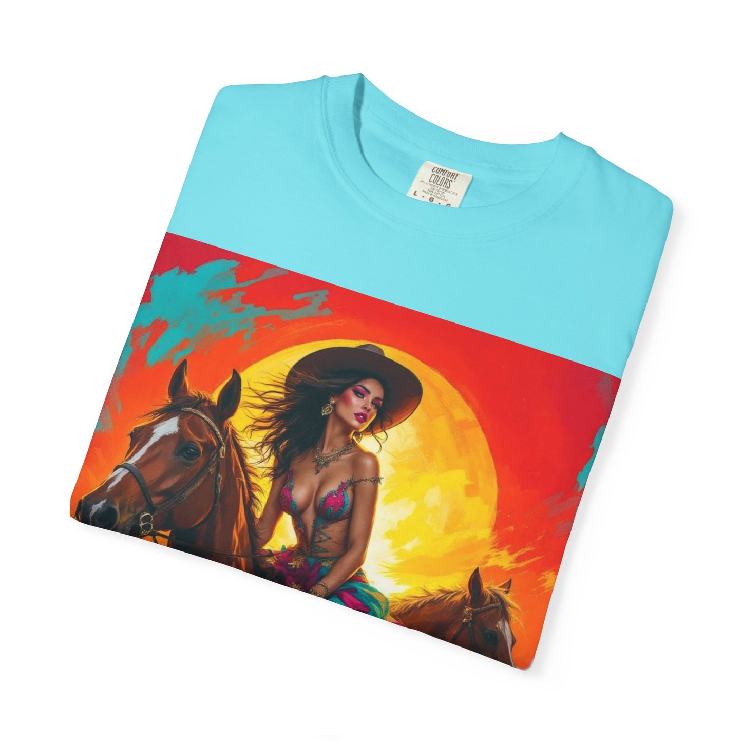 Cowgirl Sunset T-Shirt — Vibrant Western Horse Art Tee