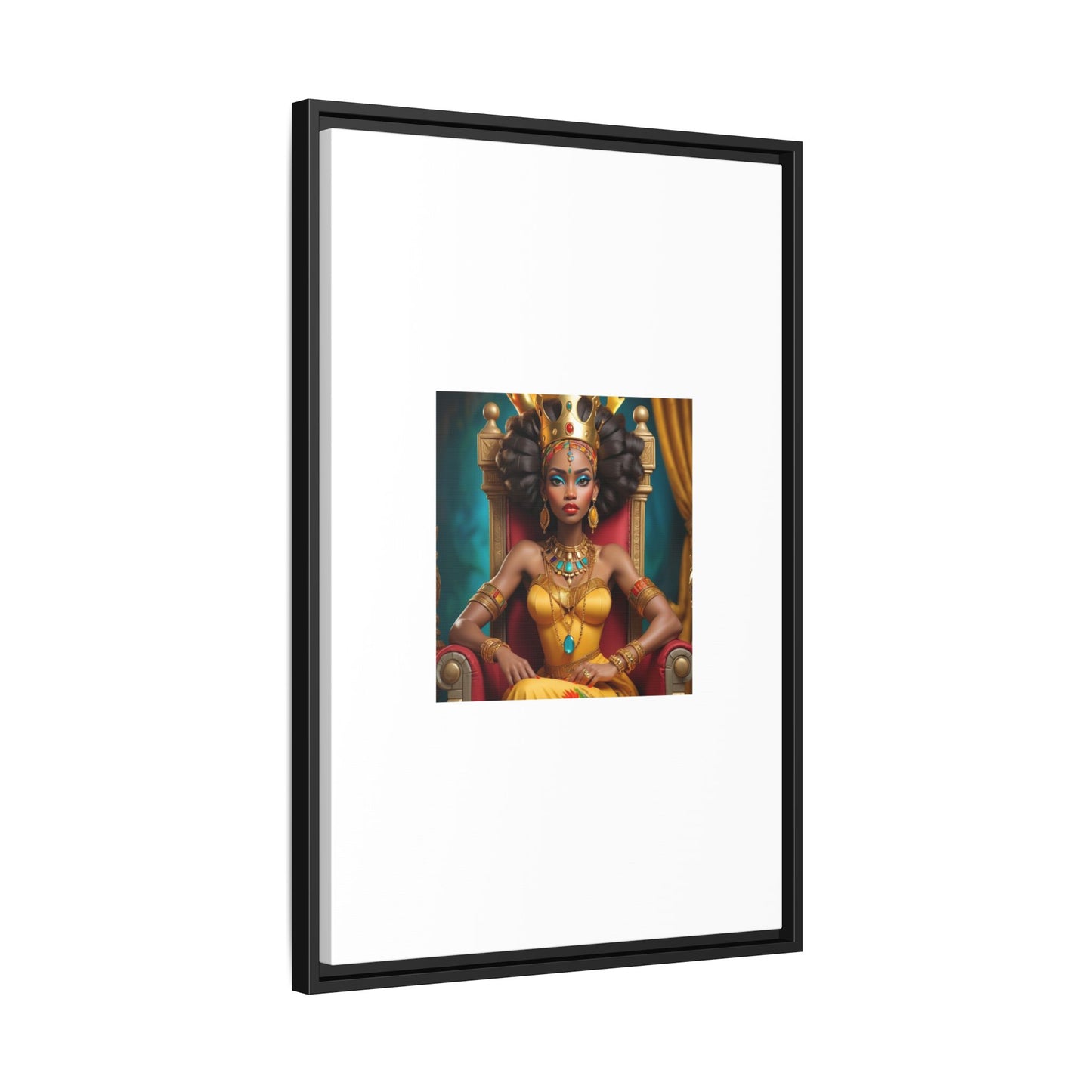 Framed Matte Canvas Art — Regal African Queen Portrait