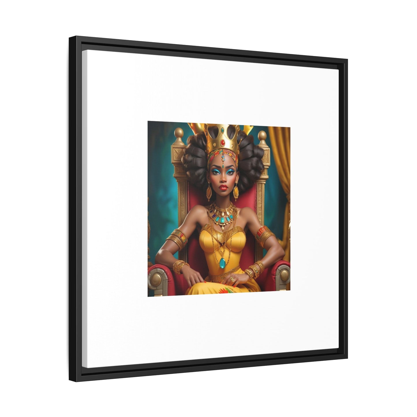 Framed Matte Canvas Art — Regal African Queen Portrait