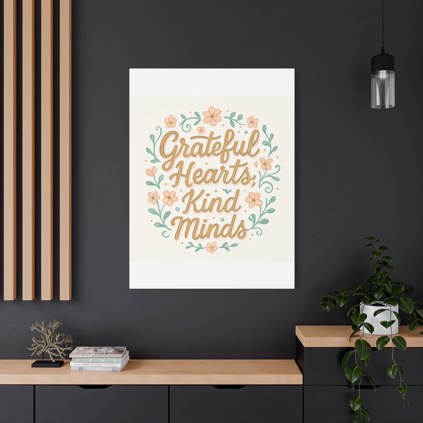 Grateful Hearts Kind Minds Canvas Wall Art