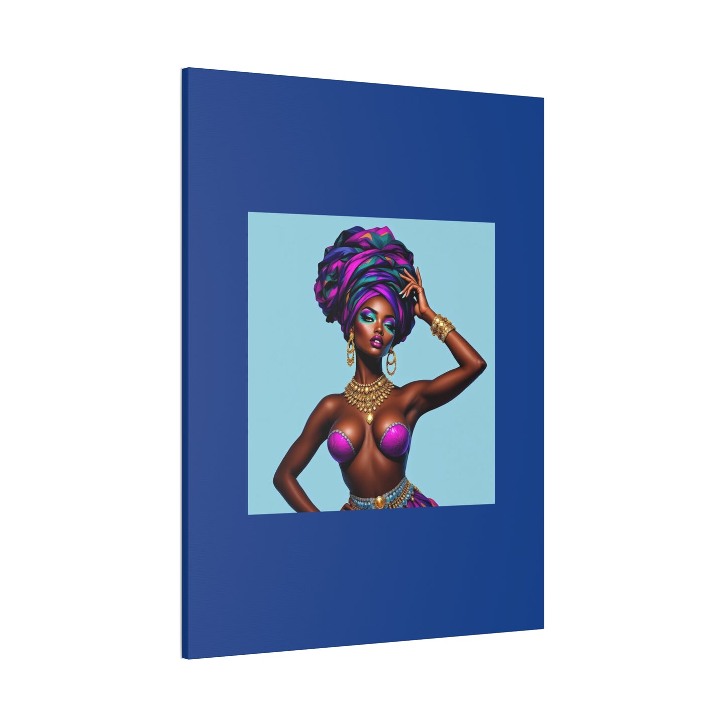 Afro Goddess Canvas Print — Vibrant Headwrap Wall Art