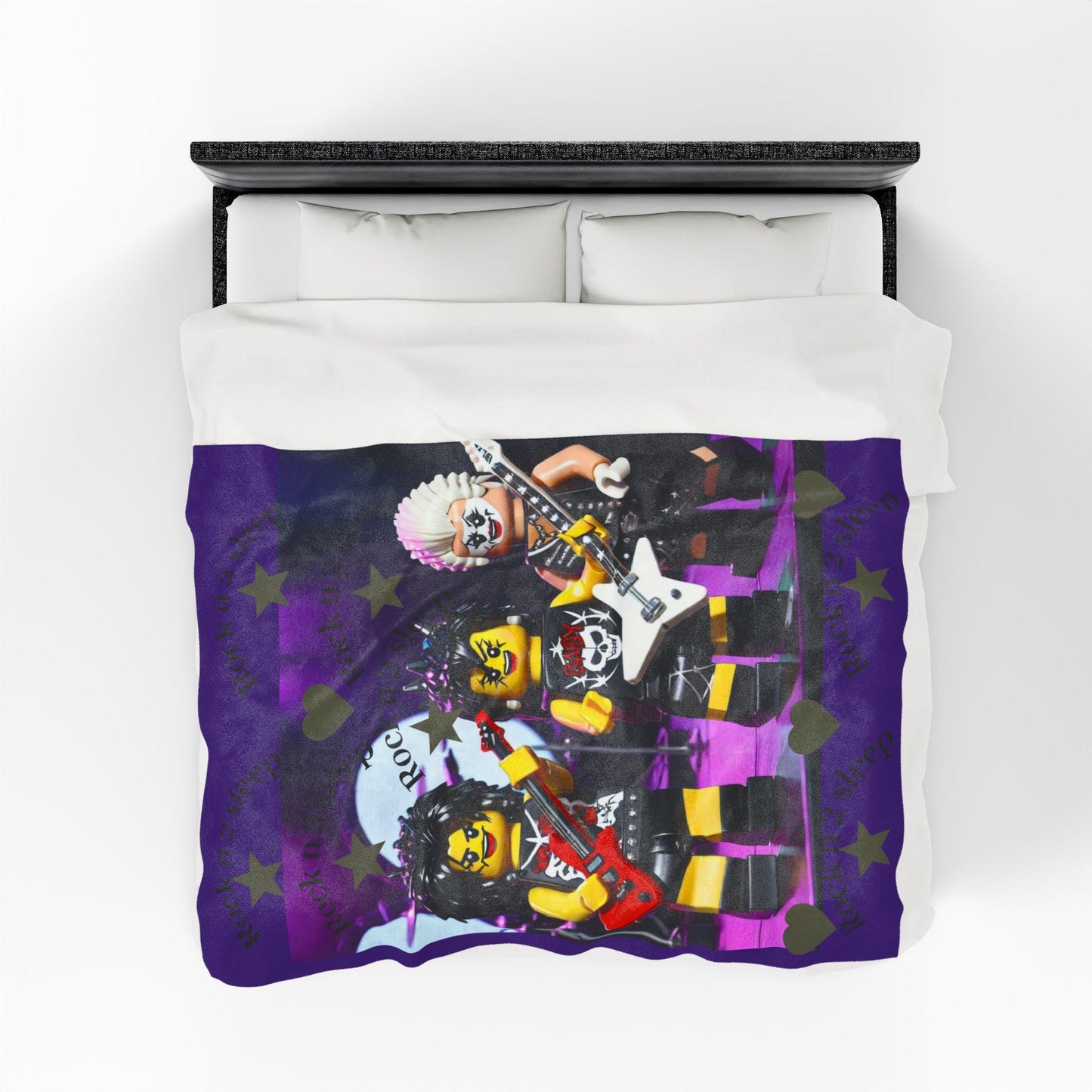 Rock n' Sleep Plush Blanket, Cozy Gift for Music Lovers, Bedroom Decor, Kid's Room, Holiday Gift