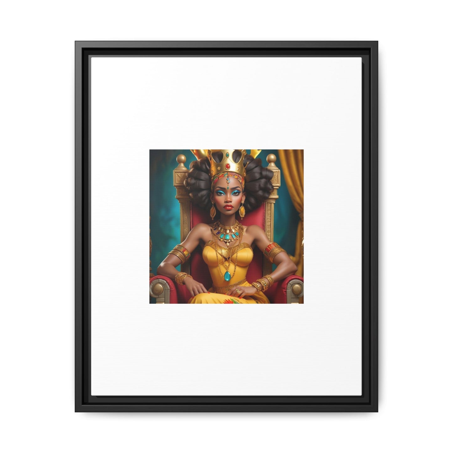 Framed Matte Canvas Art — Regal African Queen Portrait