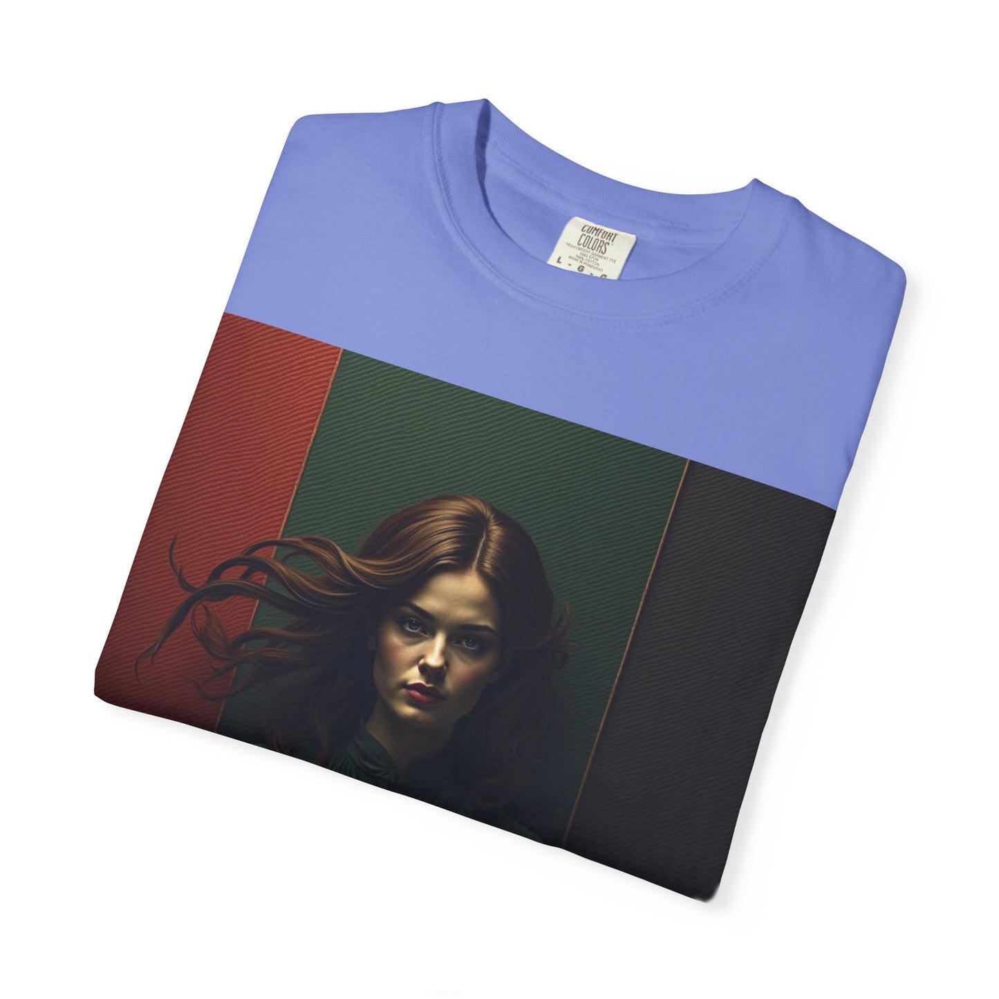 Portrait Photo Tee — Moody Green Woman Graphic T-Shirt