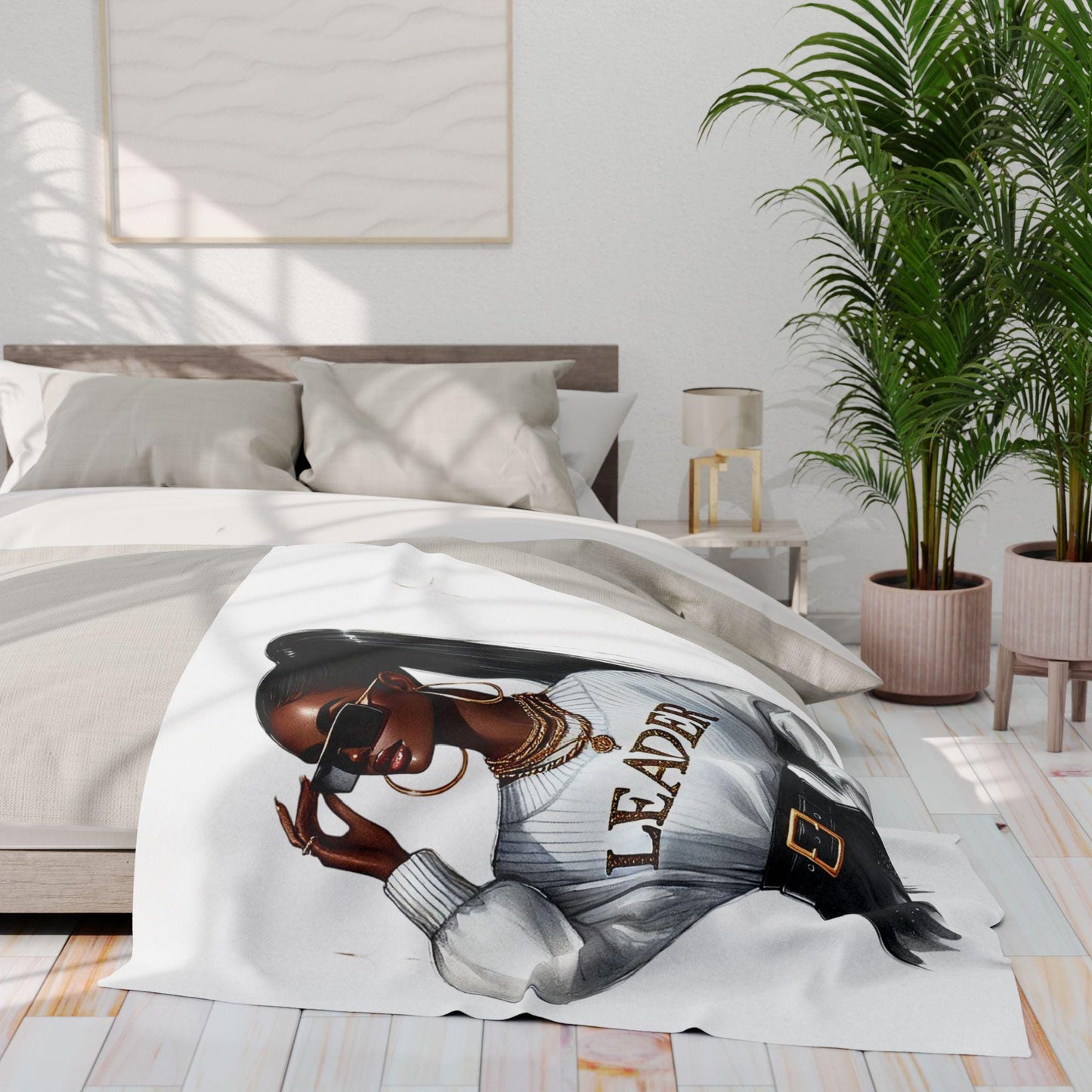 Chic Leader Arctic Fleece Blanket, Cozy Throw for Home Decor, Gift for Her, Inspirational Wall Accent, Fashionable Warm Comfort