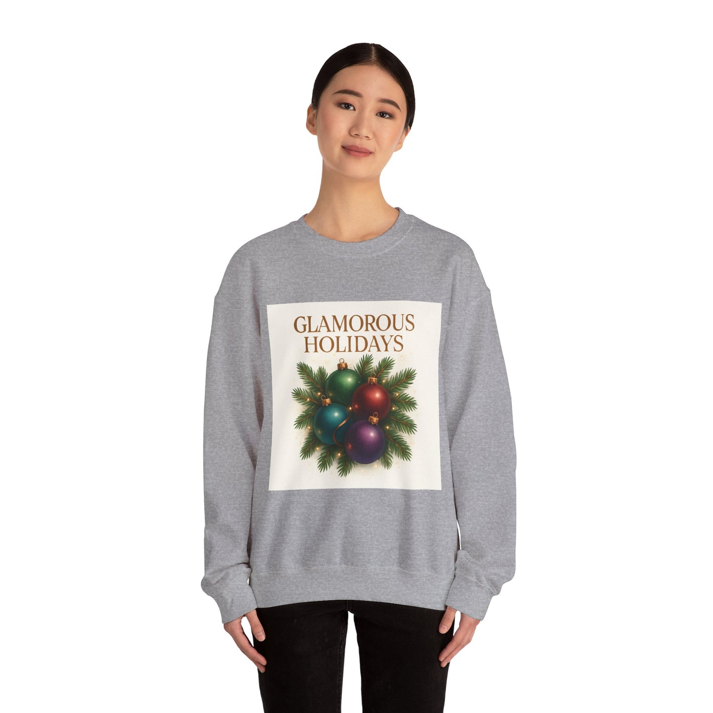 Glamorous Holidays Sweatshirt — Festive Christmas Ornament Crewneck