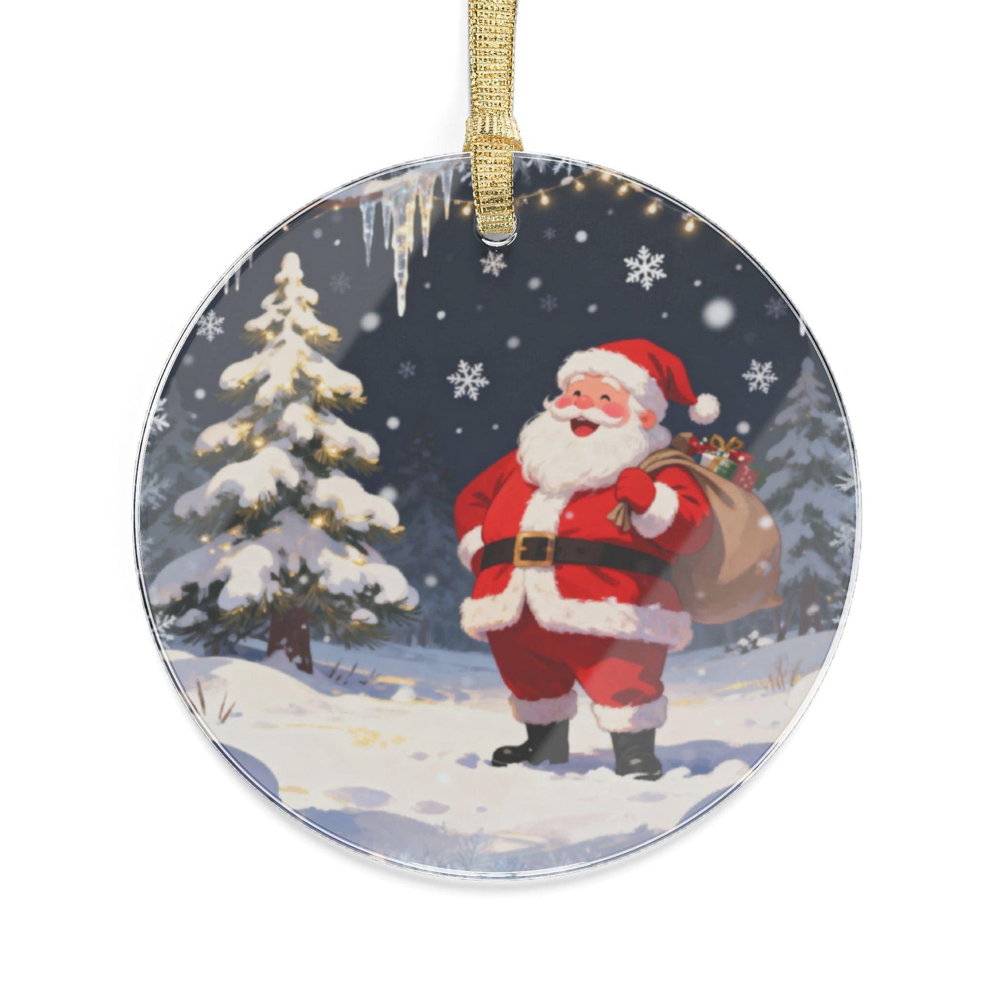 Festive Santa Acrylic Ornaments, Christmas Decor, Holiday Gifts, Personalized Tree Hangings, Winter Wonderland Decoration