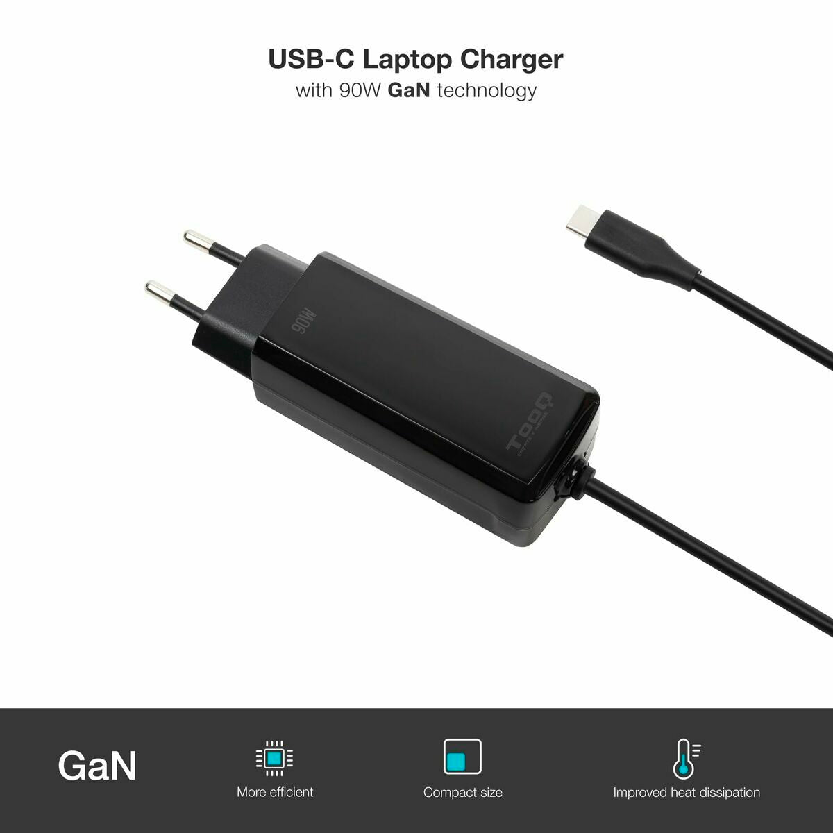 Laptop Charger TooQ GAN USB-C PD 90W Cúbico 90 W-15