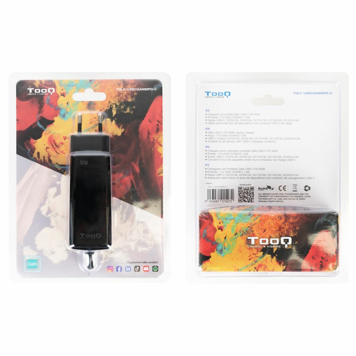 Laptop Charger TooQ GAN USB-C PD 90W Cúbico 90 W-6
