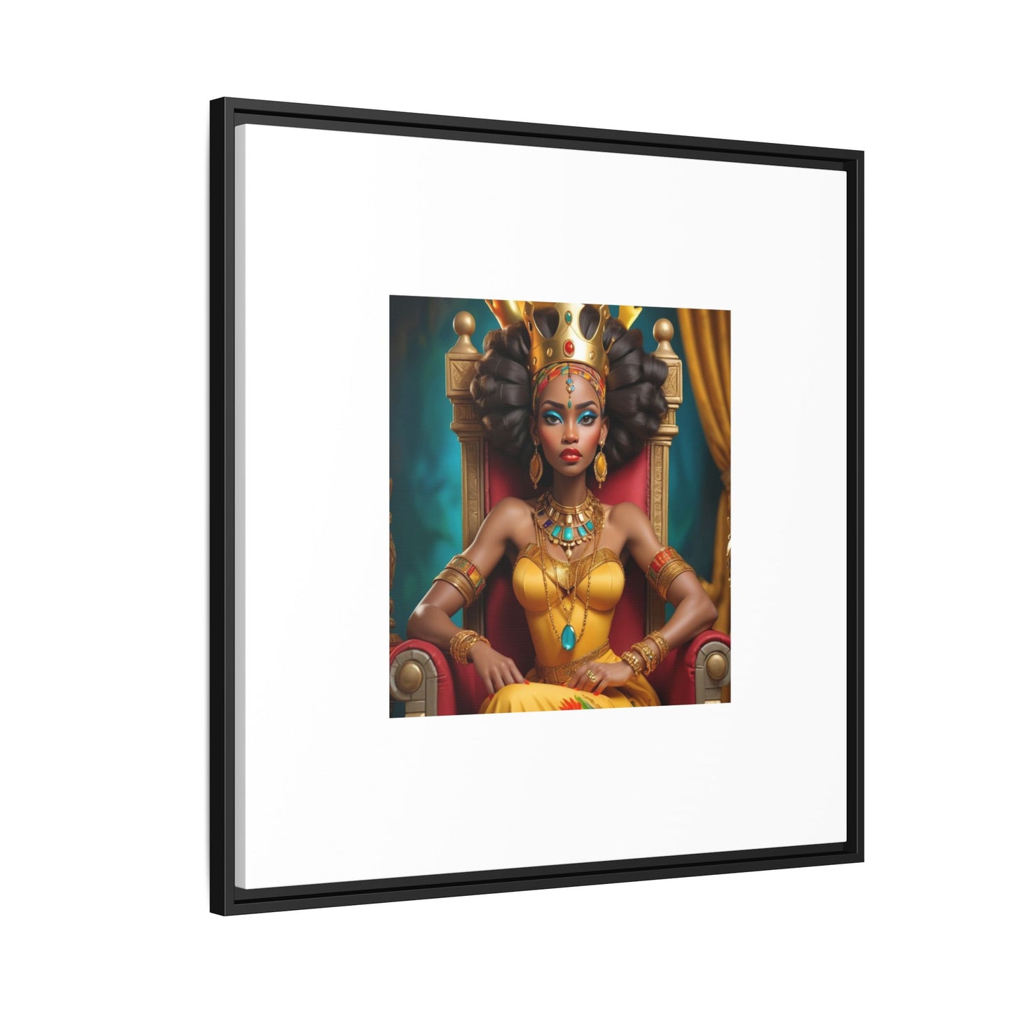 Framed Matte Canvas Art — Regal African Queen Portrait