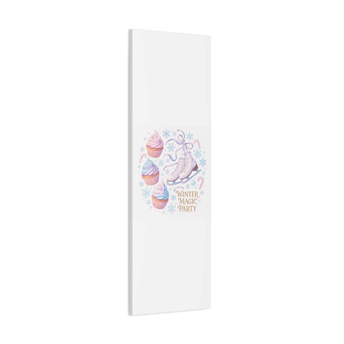 Winter Magic Party Canvas — Ice Skates & Cupcakes Matte Wall Art