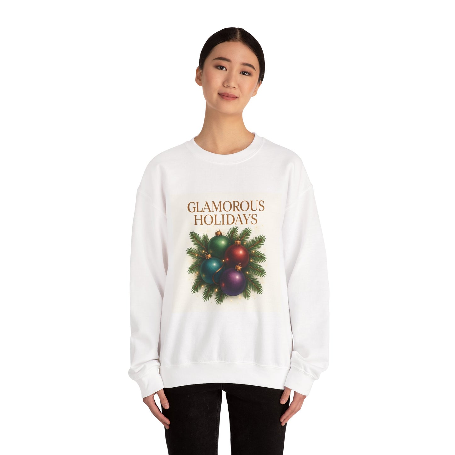 Glamorous Holidays Sweatshirt — Festive Christmas Ornament Crewneck