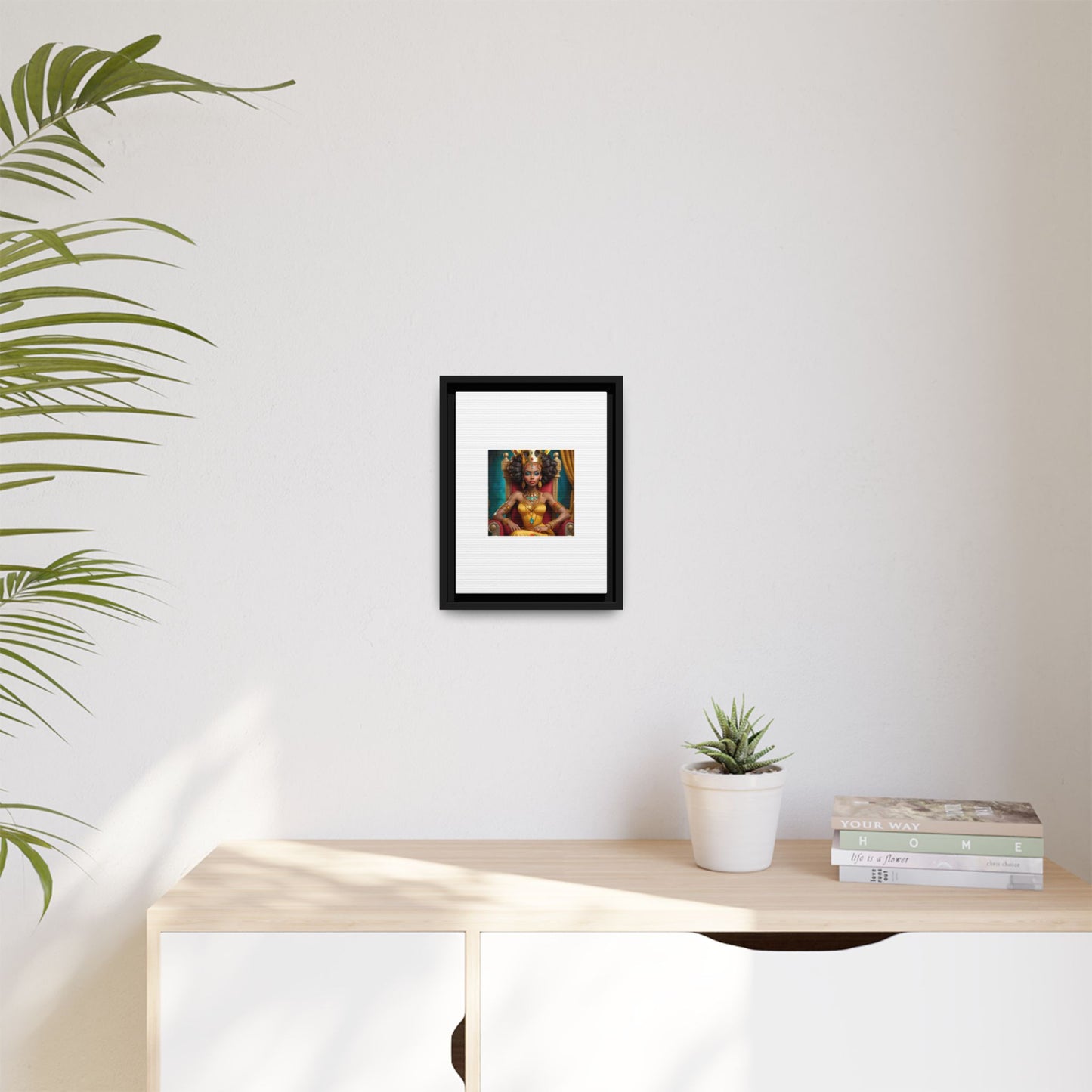 Framed Matte Canvas Art — Regal African Queen Portrait