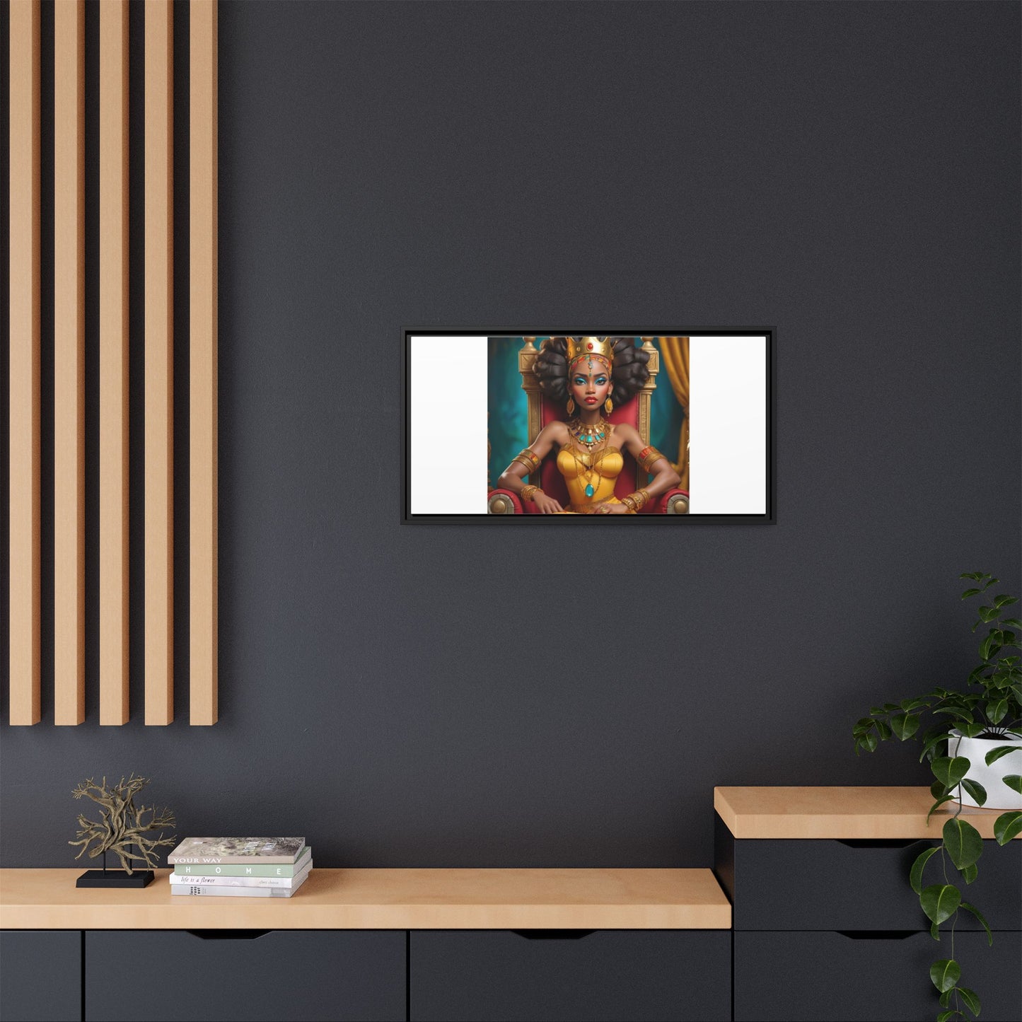 Framed Matte Canvas Art — Regal African Queen Portrait