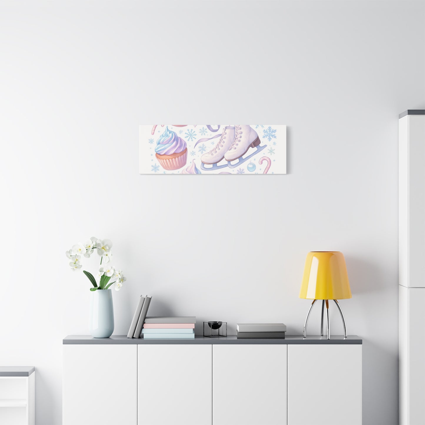 Winter Magic Party Canvas — Ice Skates & Cupcakes Matte Wall Art