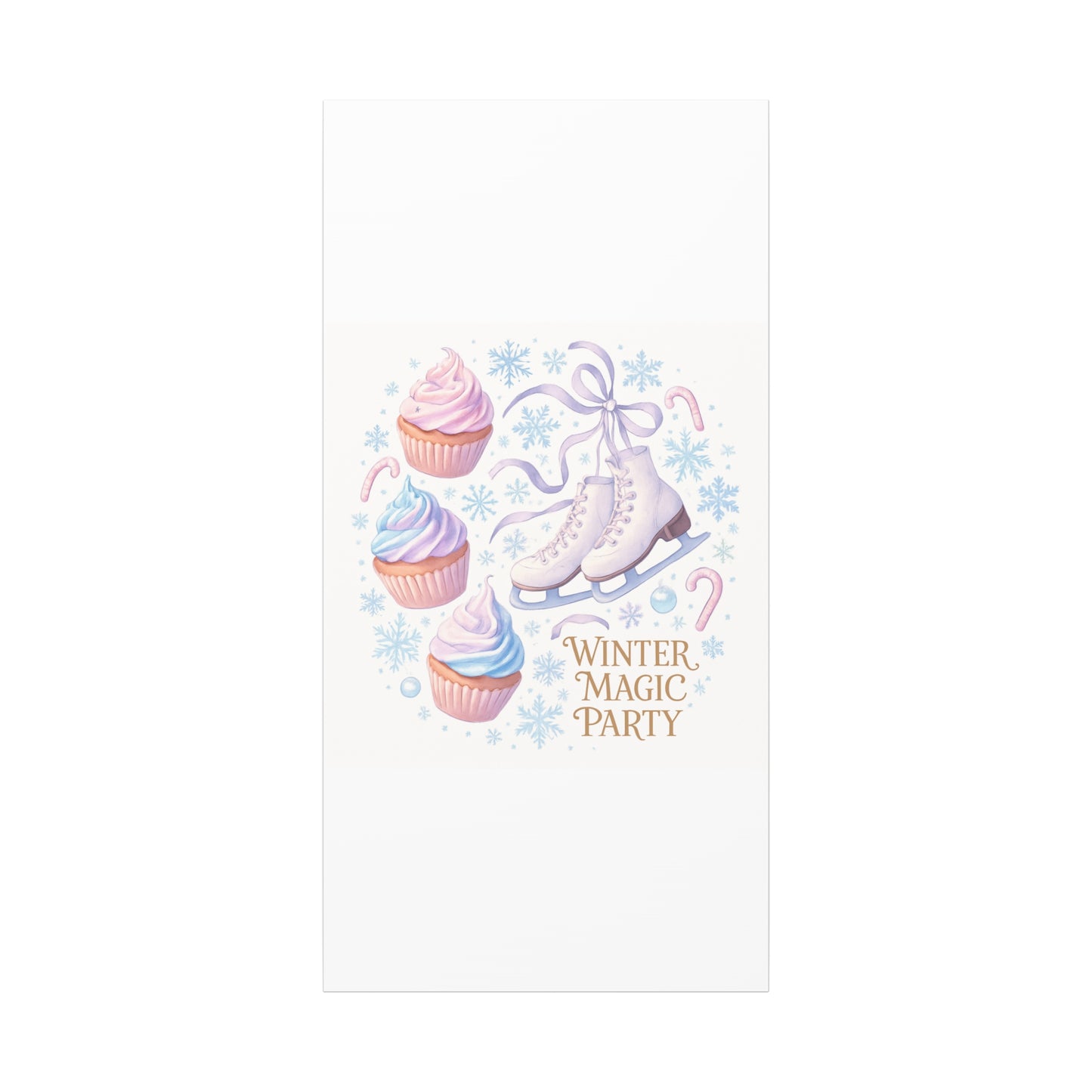 Winter Magic Party Canvas — Ice Skates & Cupcakes Matte Wall Art
