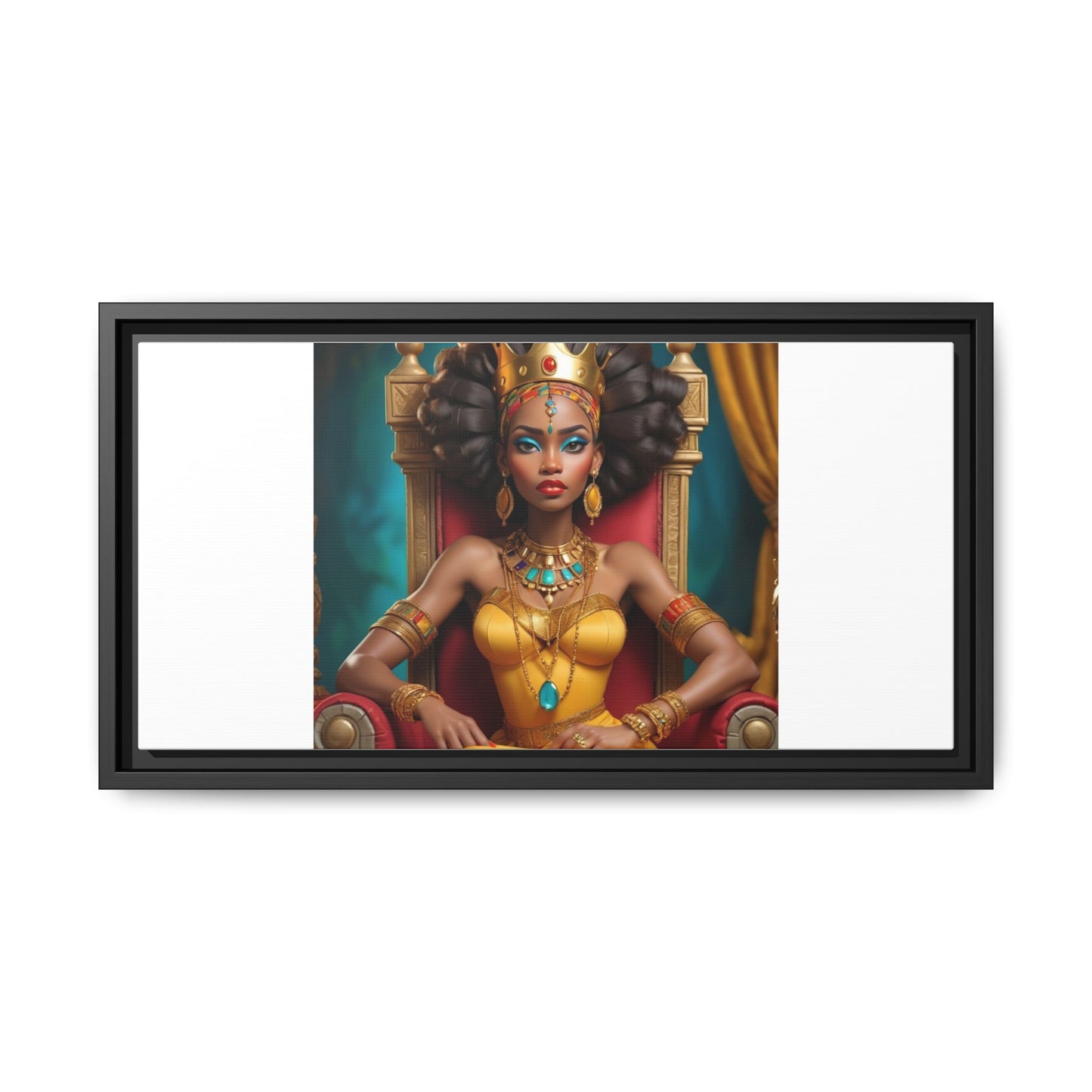 Framed Matte Canvas Art — Regal African Queen Portrait
