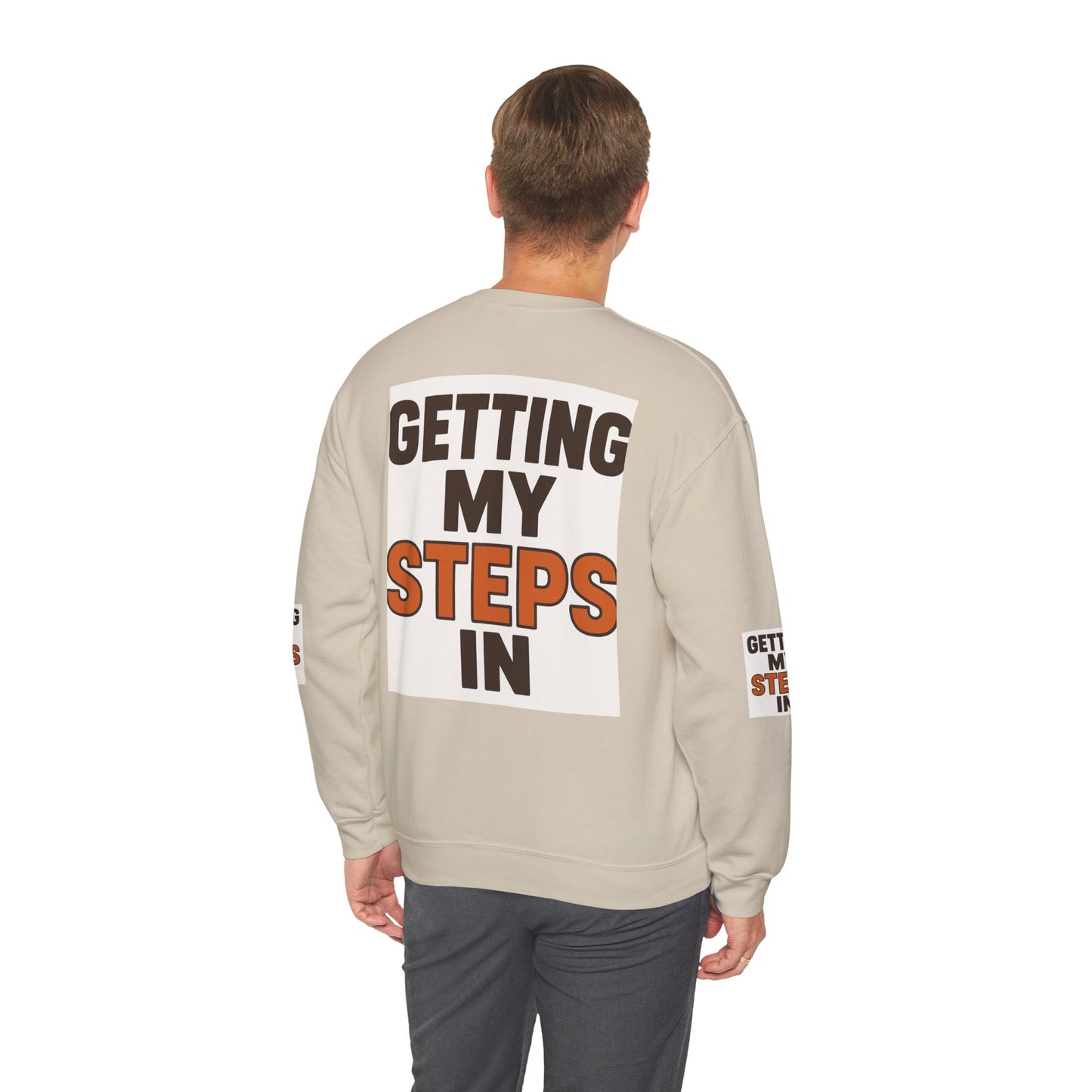 Crewneck Sweatshirt — "Getting My Steps In" Graphic with Kids Playing