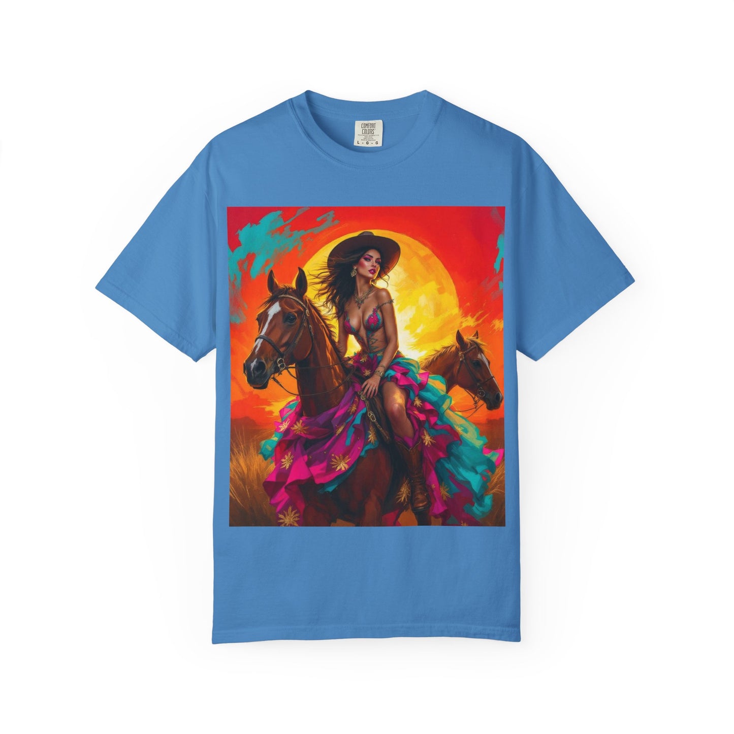 Cowgirl Sunset T-Shirt — Vibrant Western Horse Art Tee