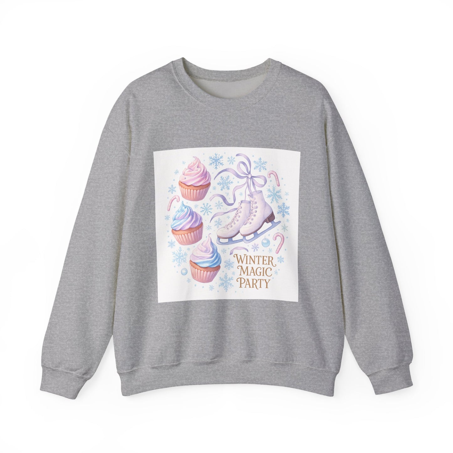 Winter Magic Party Sweatshirt — Ice Skates & Cupcakes Cozy Crewneck