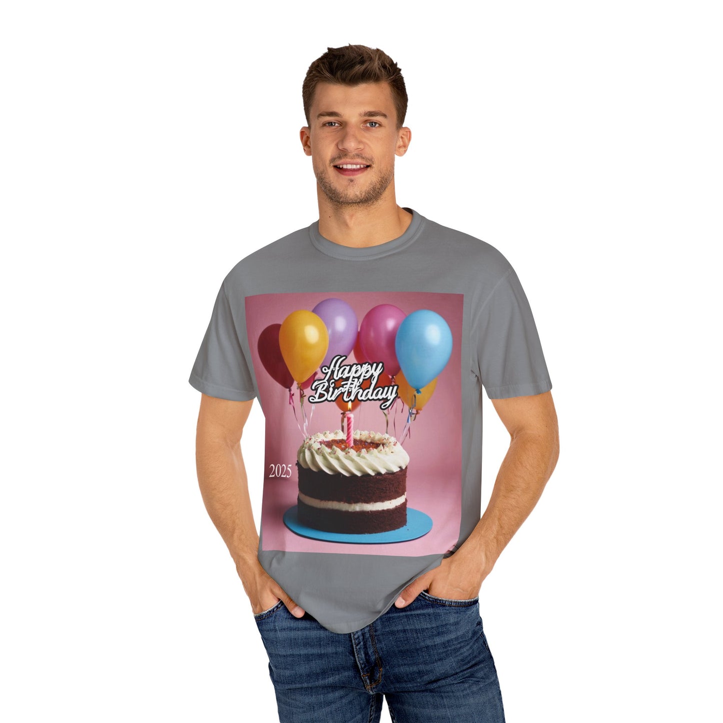 Birthday Cake & Balloons T-Shirt — Happy Birthday Graphic Tee