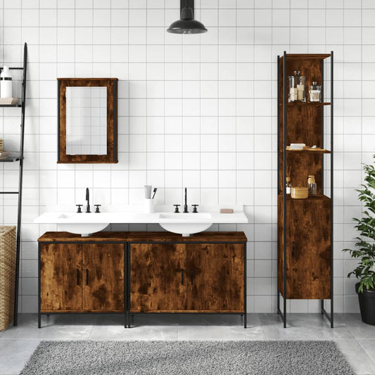 vidaXL 4 Piece Bathroom Furniture Set Black Engineered Wood-0